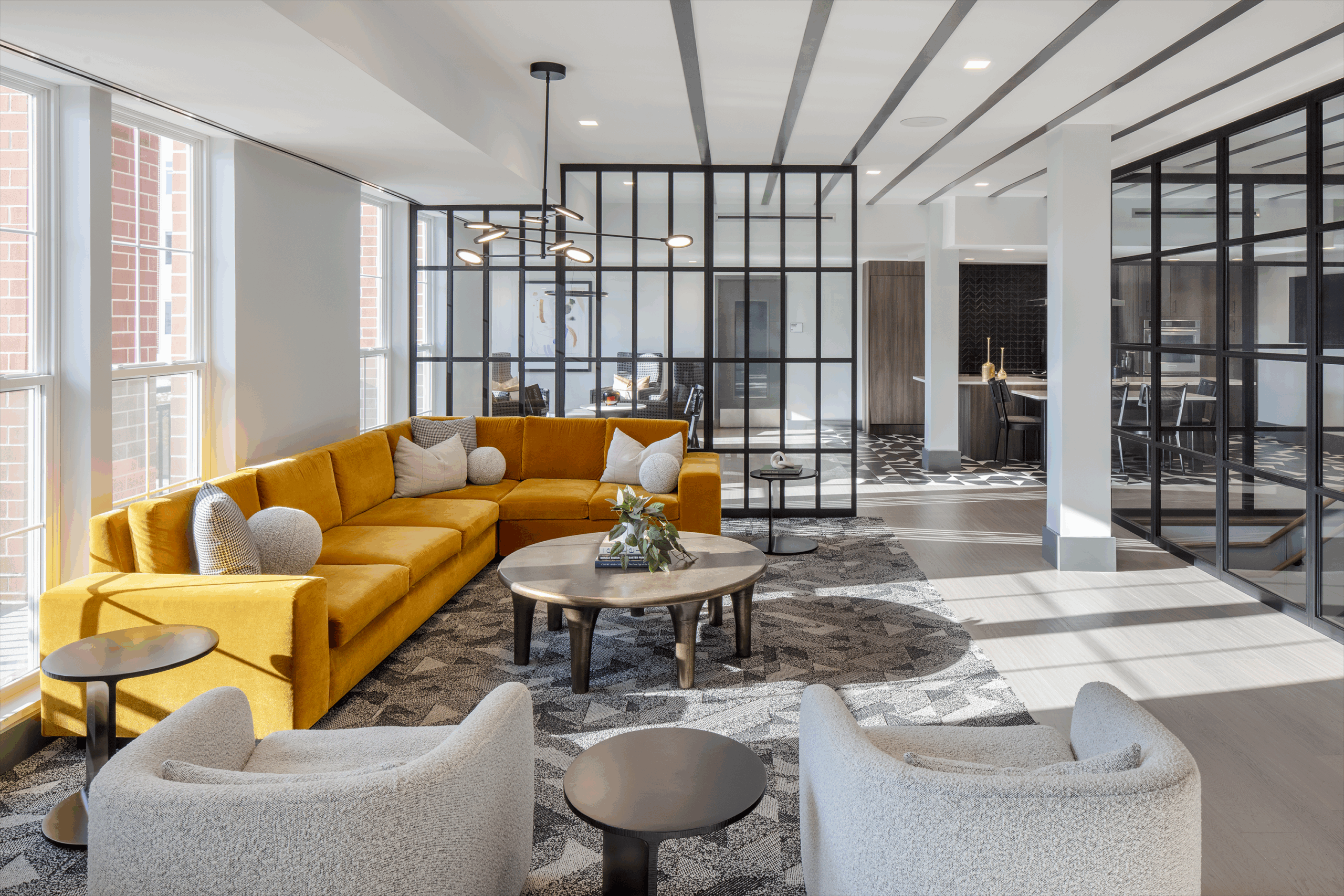 Common area seating with chef kitchen