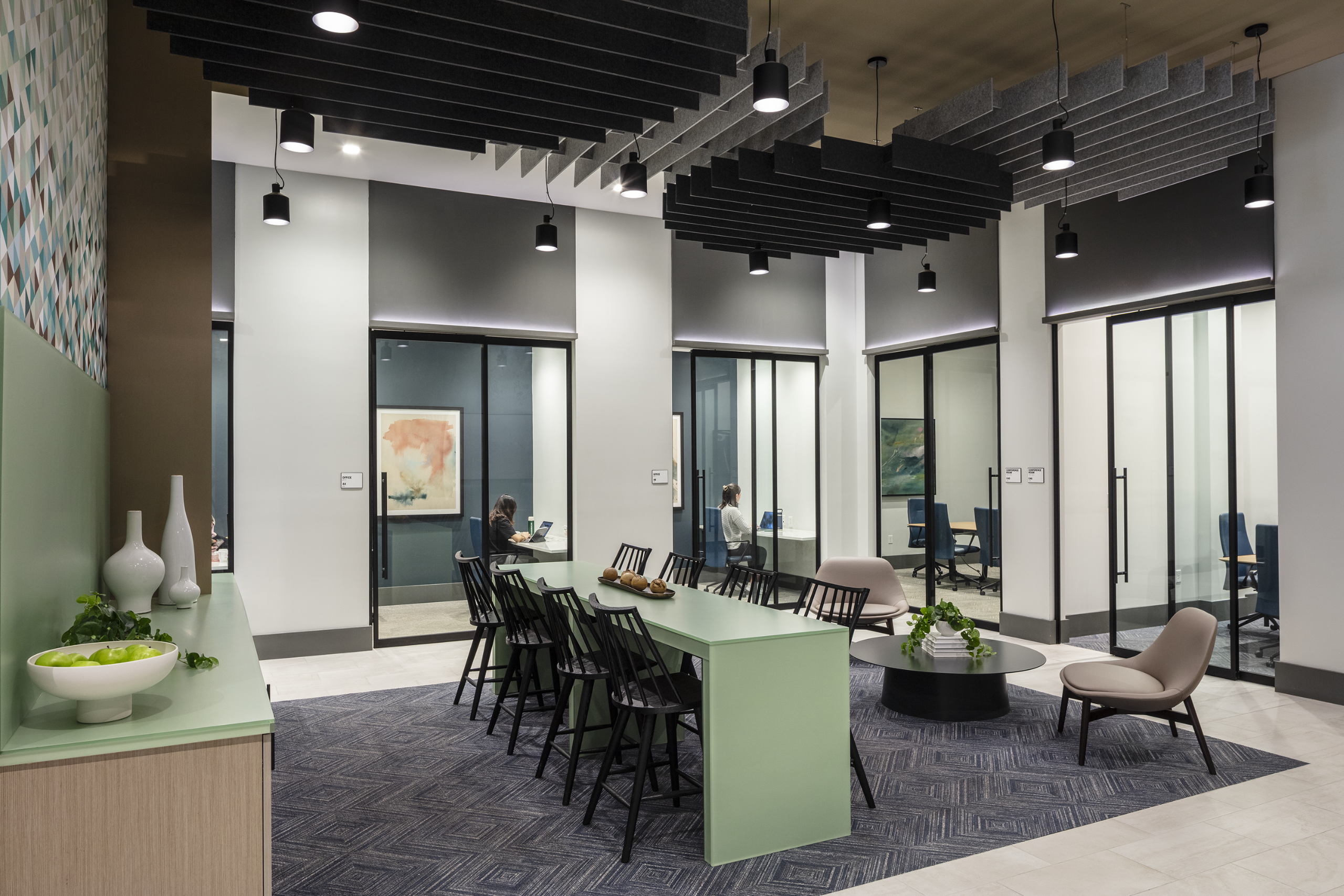 coworking space with desks and chairs