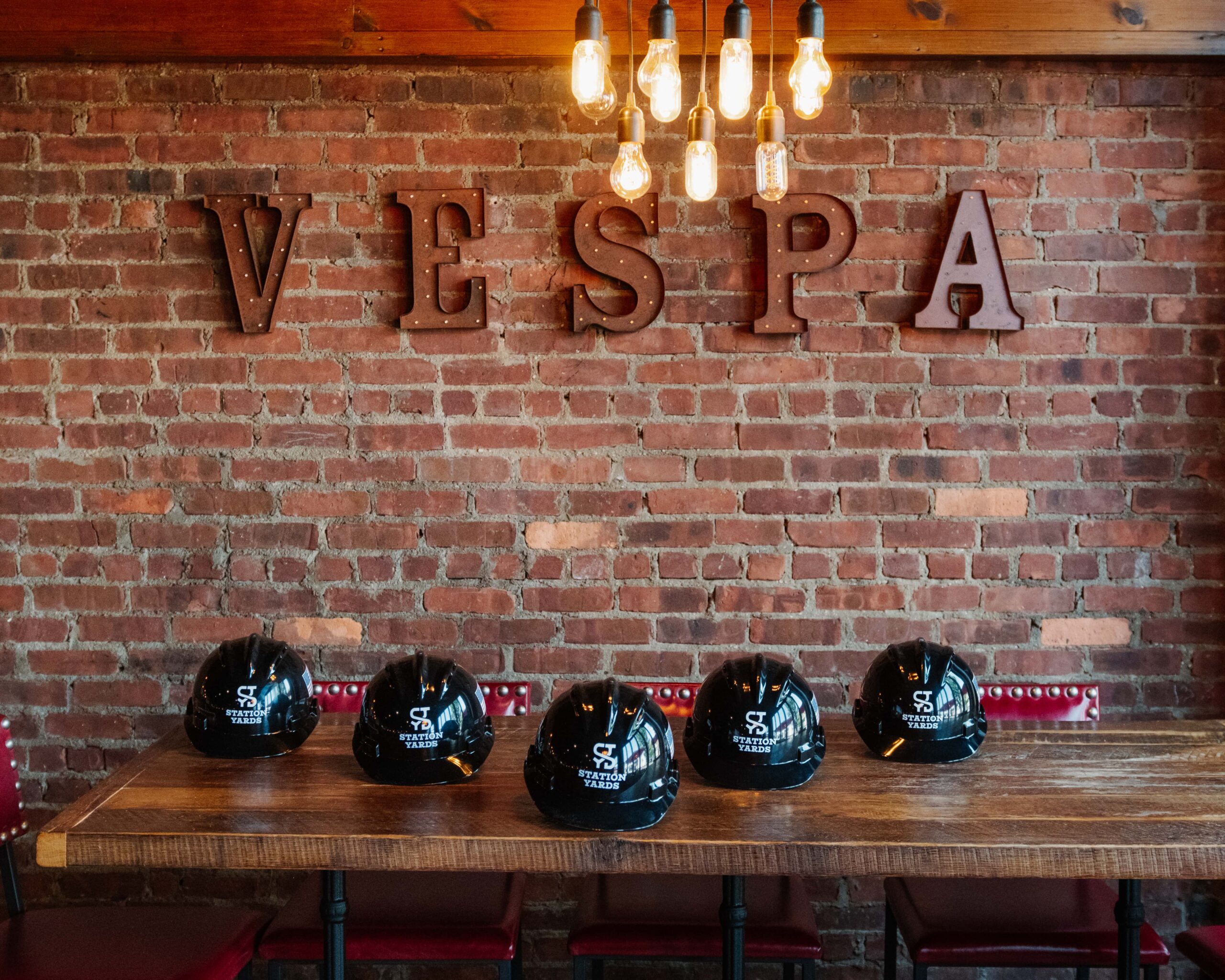 Station Yards hardhats at VESPA Italian Kitchen & Bar