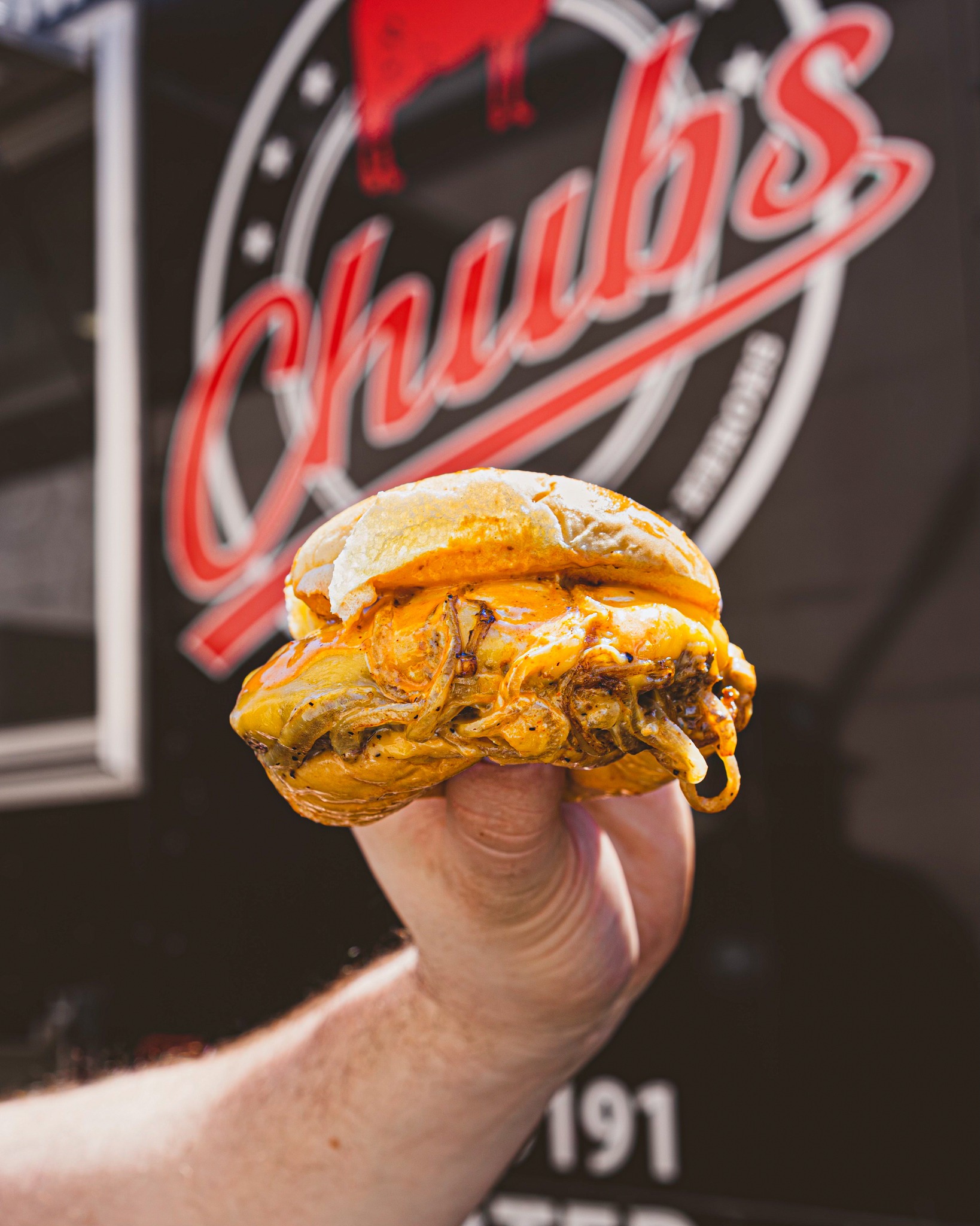 Delicious cheeseburger from Chubs Food Truck