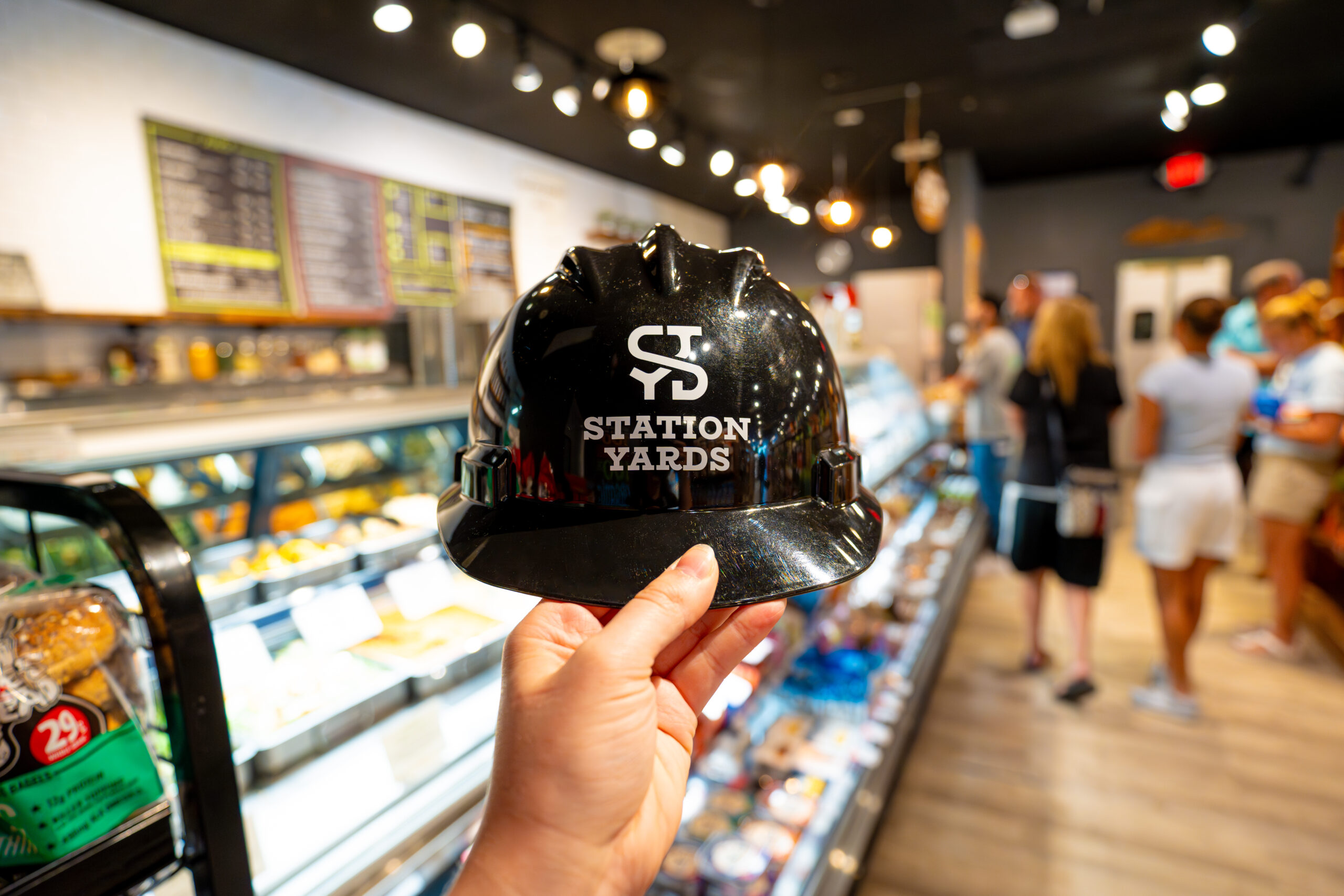 Station Yards hardhat at Cornucopia Natural Foods counter