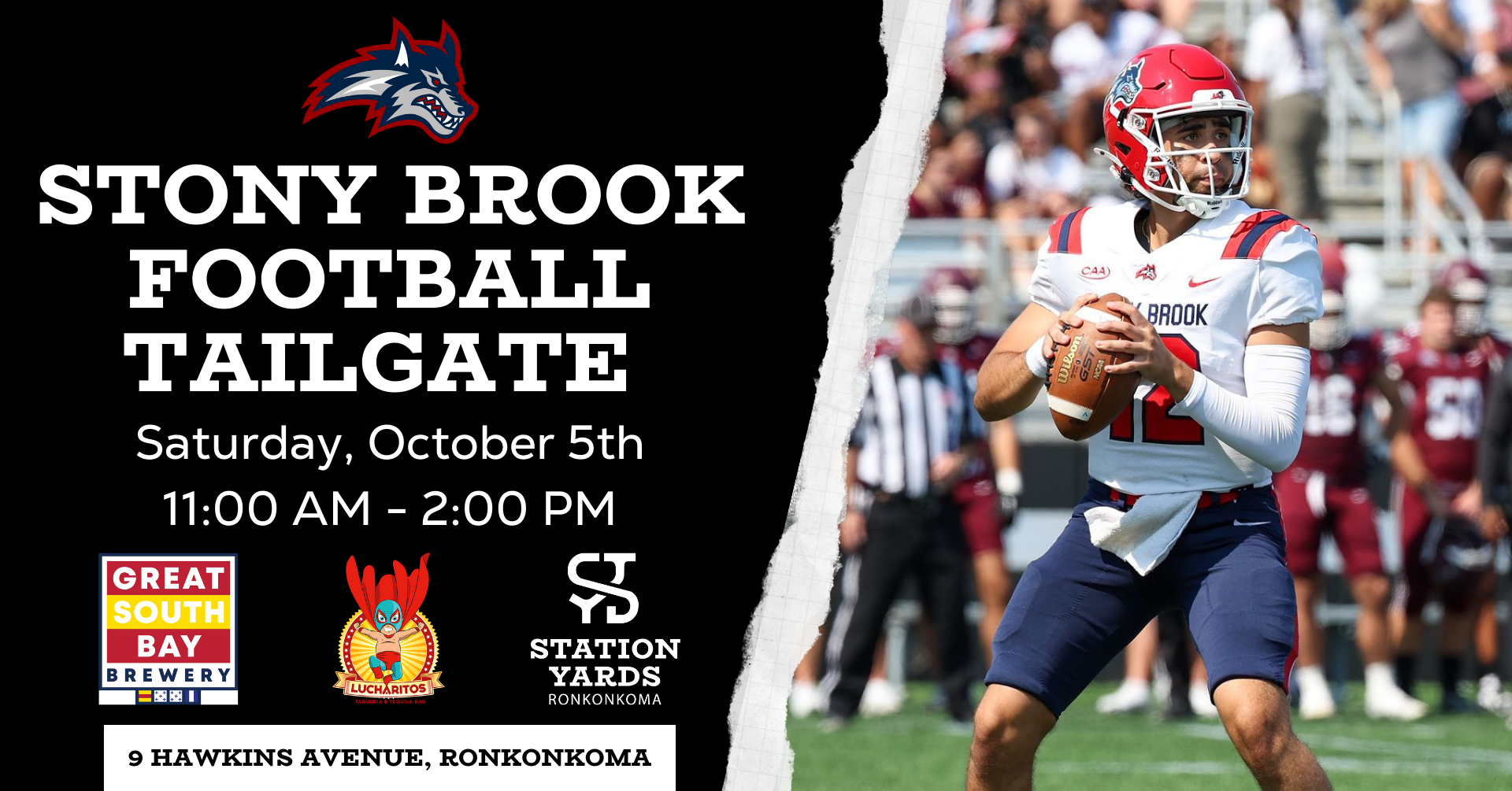 Stony Brook Football Tailgate Saturday, October 5th from 11-2 PM