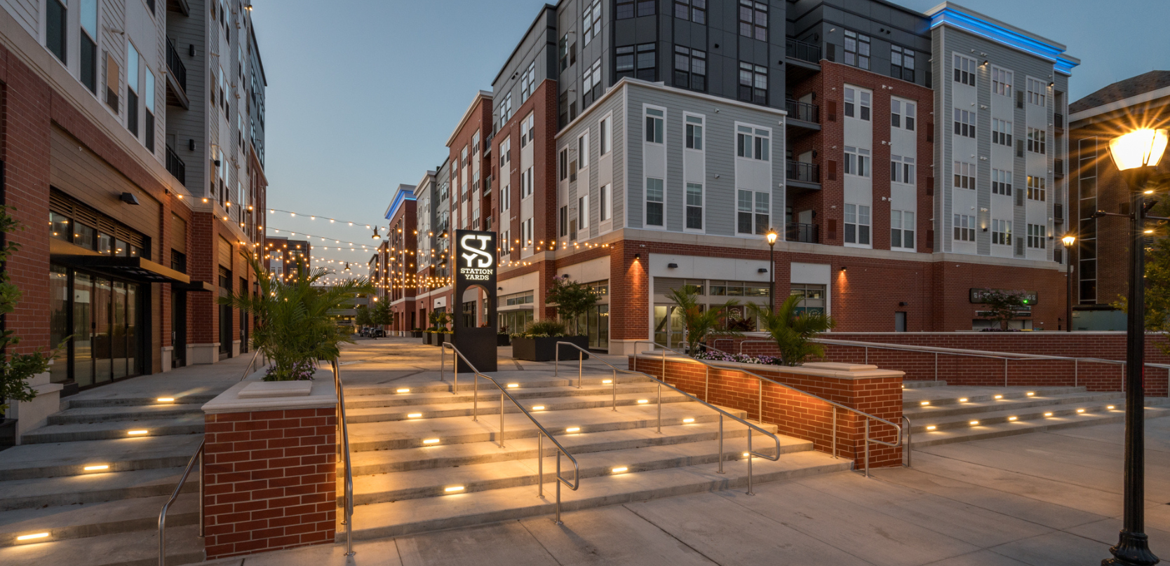 Station Yards sign on the entry stairway