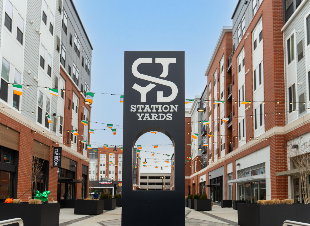 Irish flags in the Paseo at Station Yards
