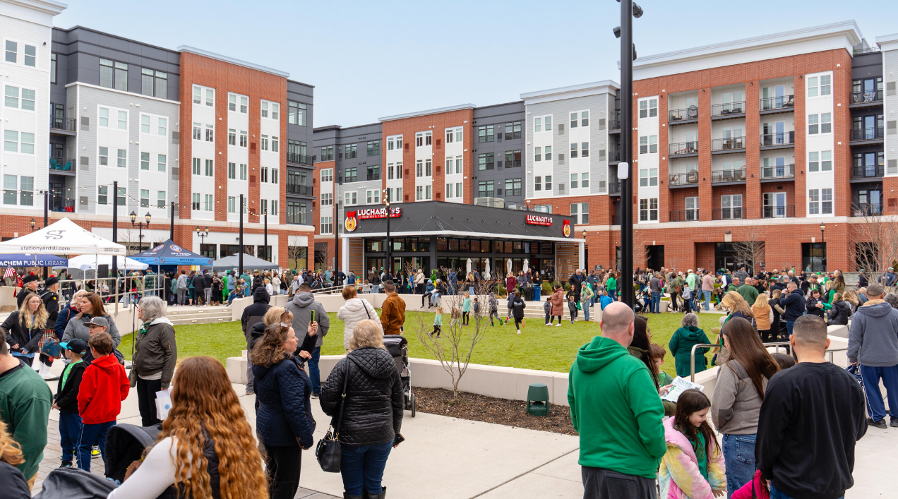 Crowd on the Village Green at Station Paddy's Day
